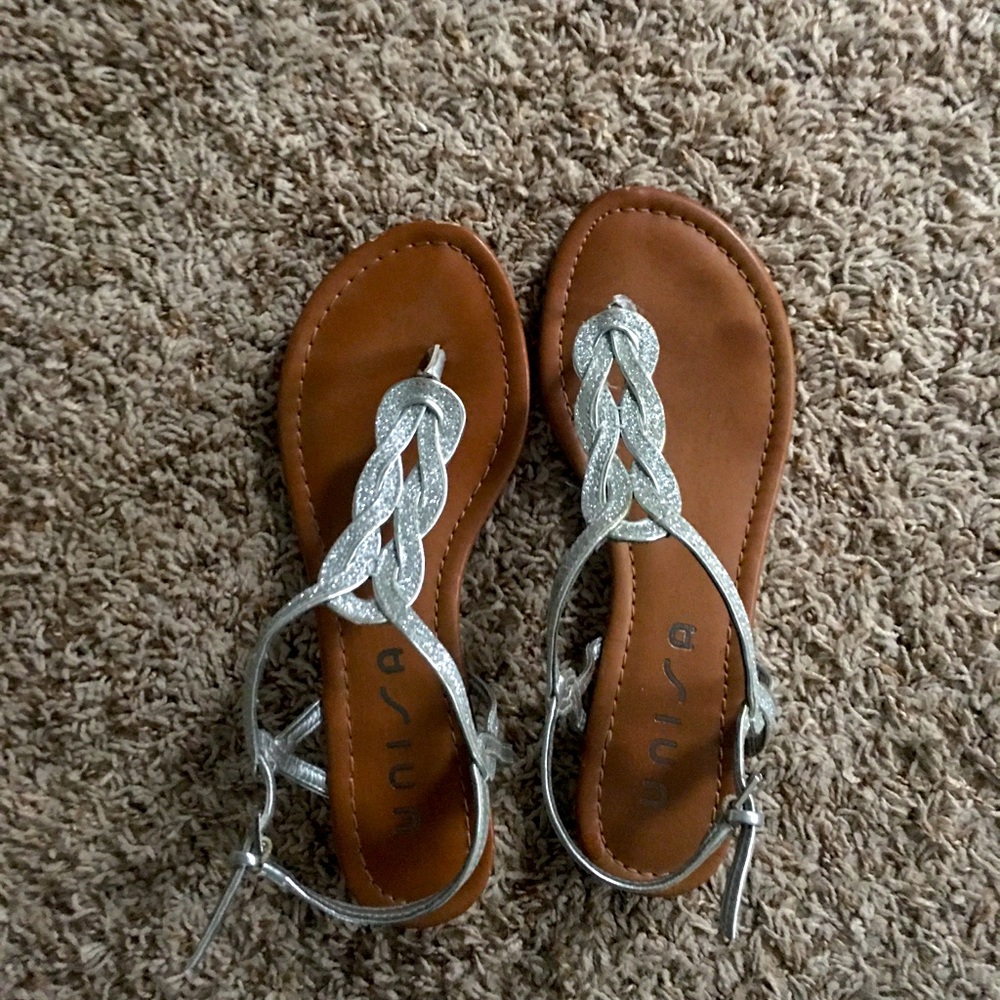 Silver sandals worn once